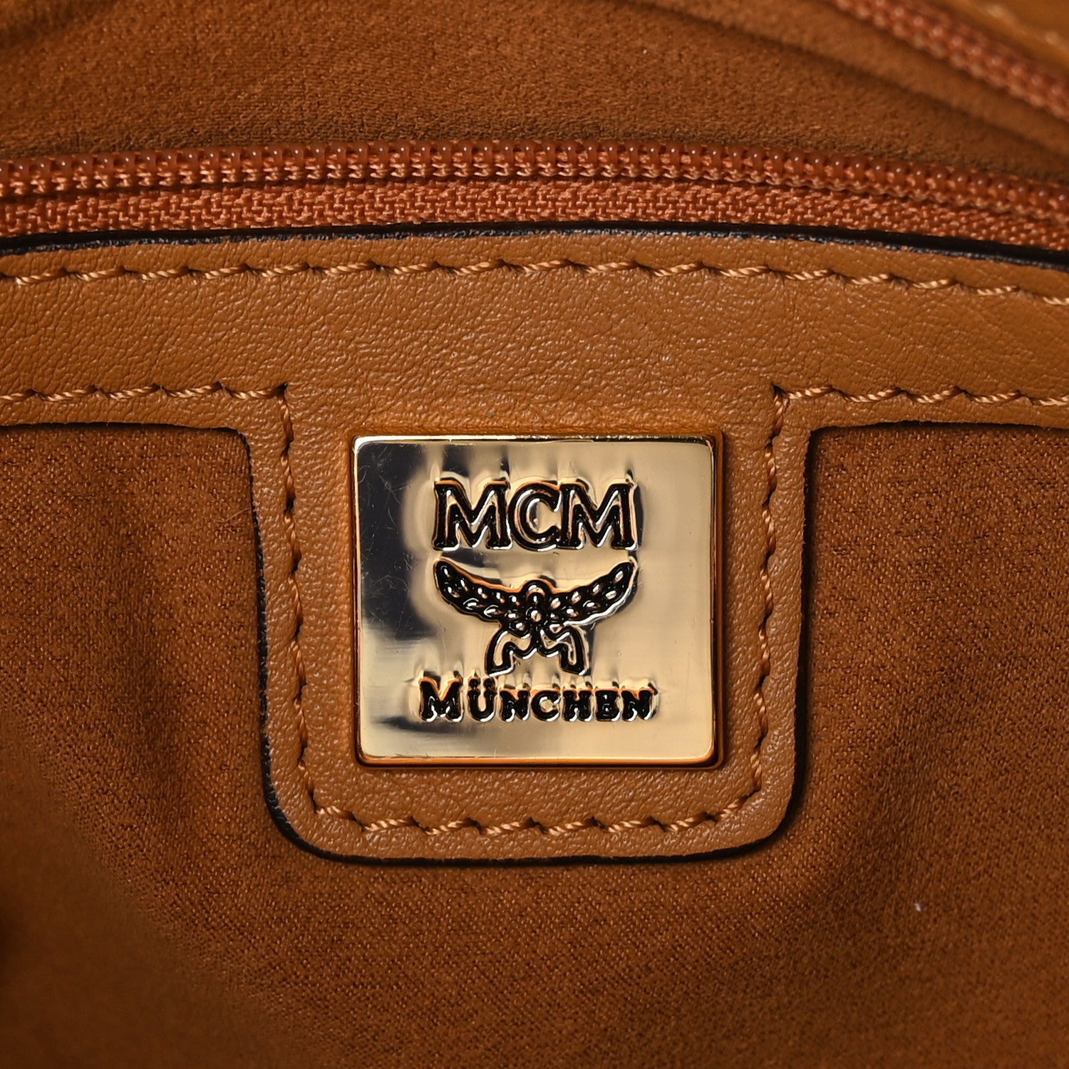 MCM Visetos Studded Shoulder Bag Cognac 6 of 8