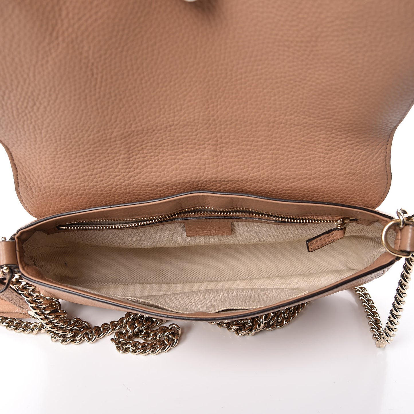 Pebbled Calfskin Medium Soho Flap Crossbody Camelia
