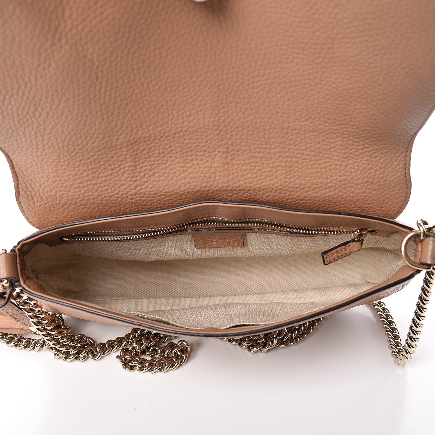 Gucci Pebbled Calfskin Medium Soho Flap Crossbody Camelia 5 of 14