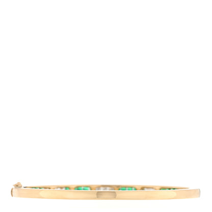 Tiffany 18K Yellow Gold Diamond Emerald Bangle Bracelet 2 of 3