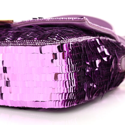 Fendi Sequin Paillettes Shiny Nappa Sex and the City Baguette Agapanto 9 of 9