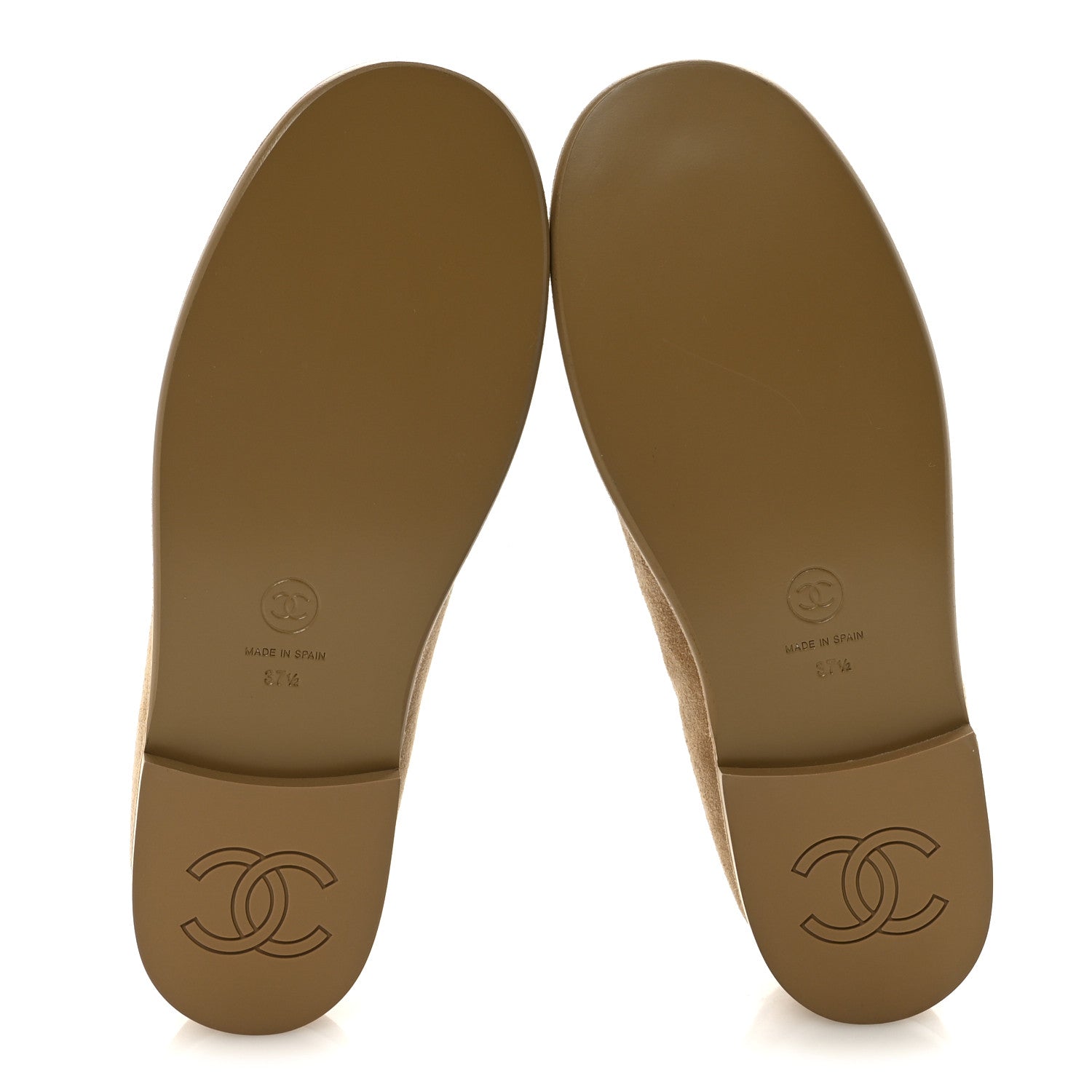 Chanel Suede Calfskin CC Loafers 37.5 Dark Beige 6 of 10