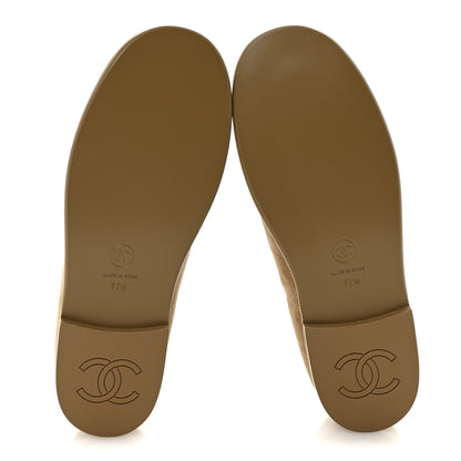 Chanel Suede Calfskin CC Loafers 37.5 Dark Beige 6 of 10