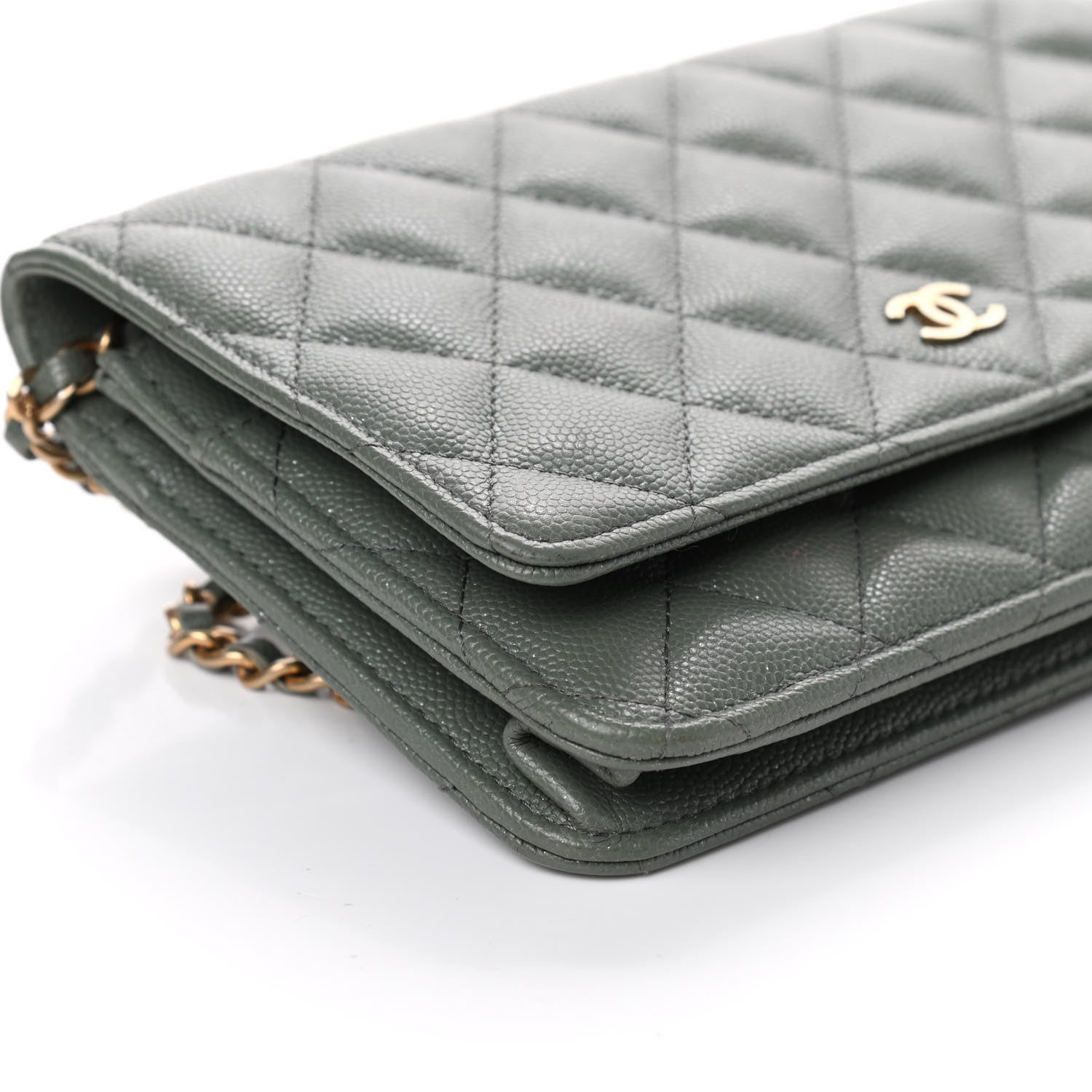 Chanel Iridescent Caviar Quilted Wallet On Chain WOC Green 9 of 11