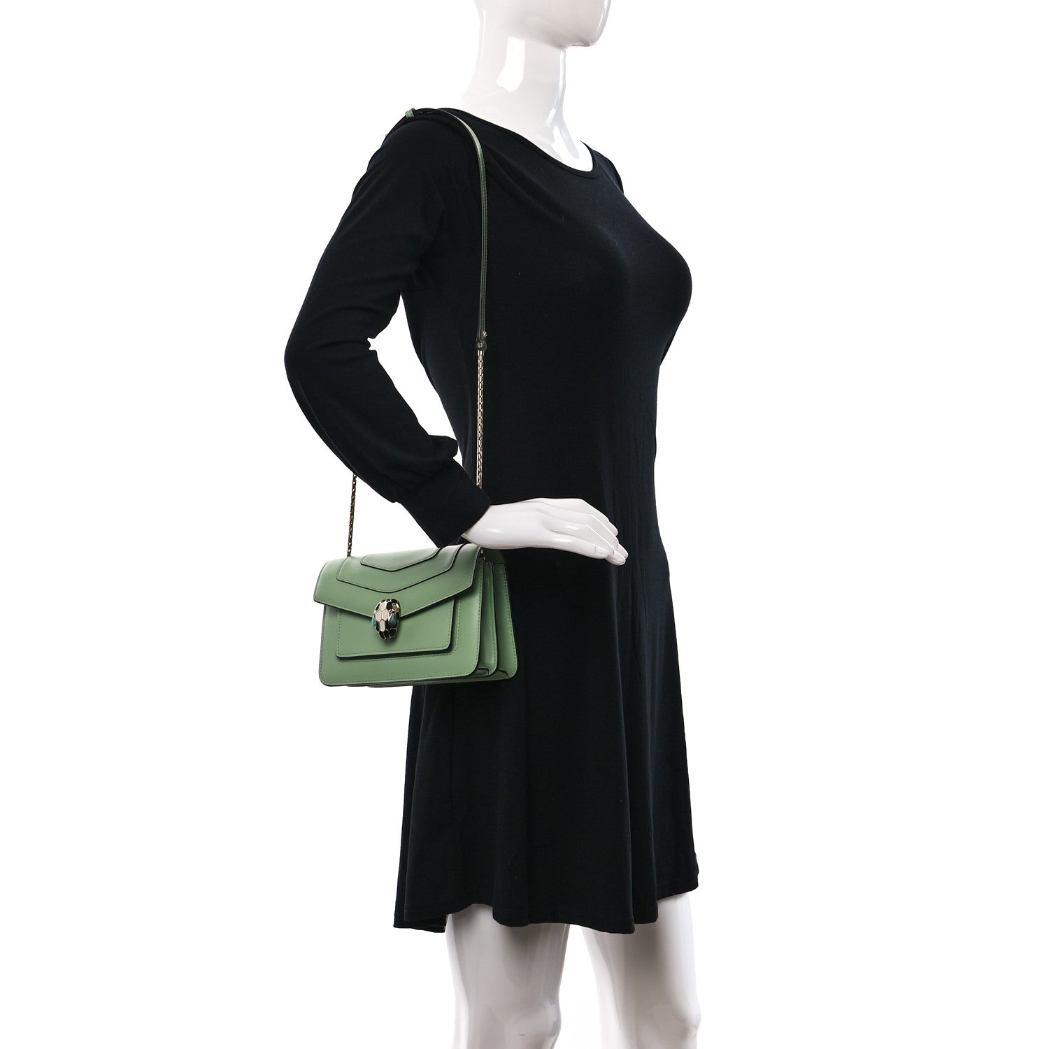Bulgari Calfskin Serpenti Forever Small Crossbody Bag Green 2 of 9