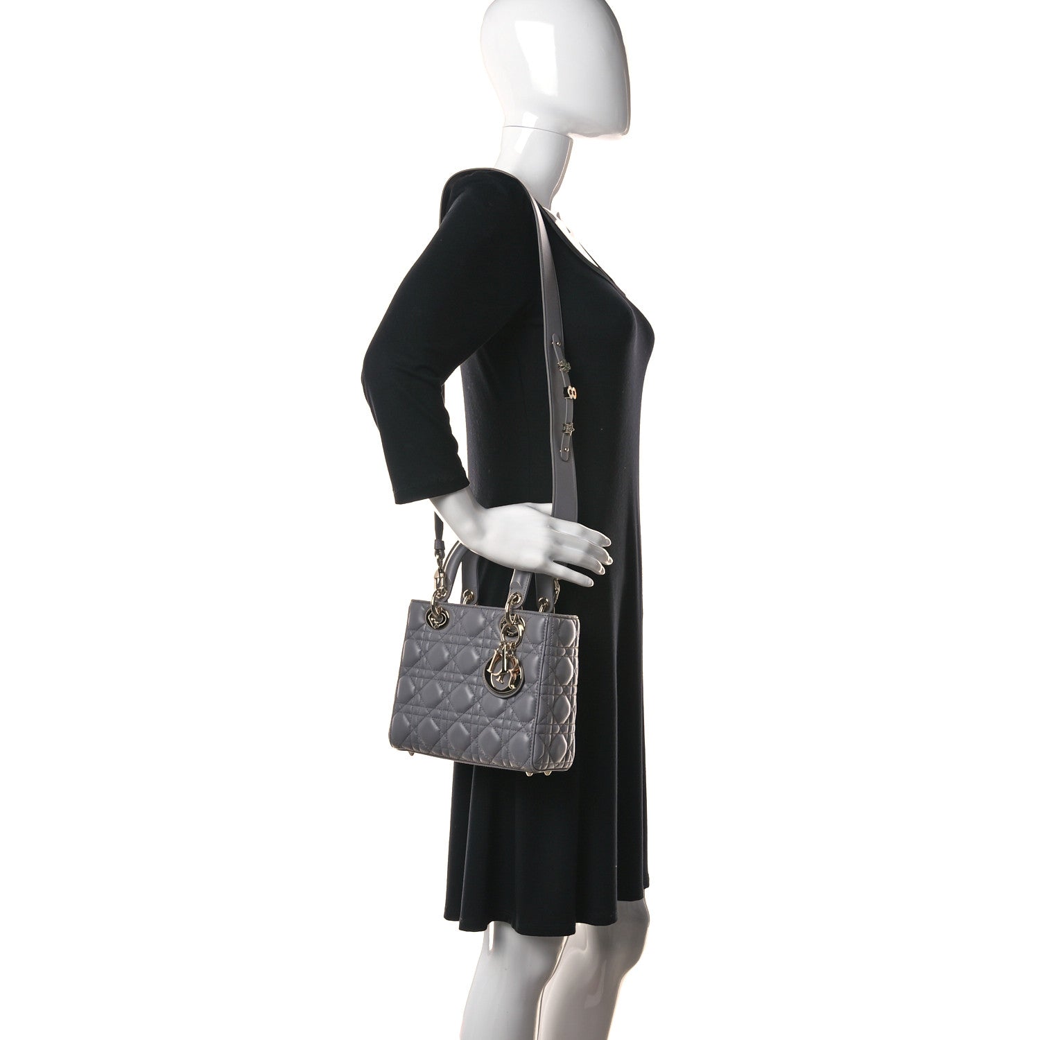 Christian Dior Lambskin Cannage Small My ABCDior Lady Dior Grey 2 of 12