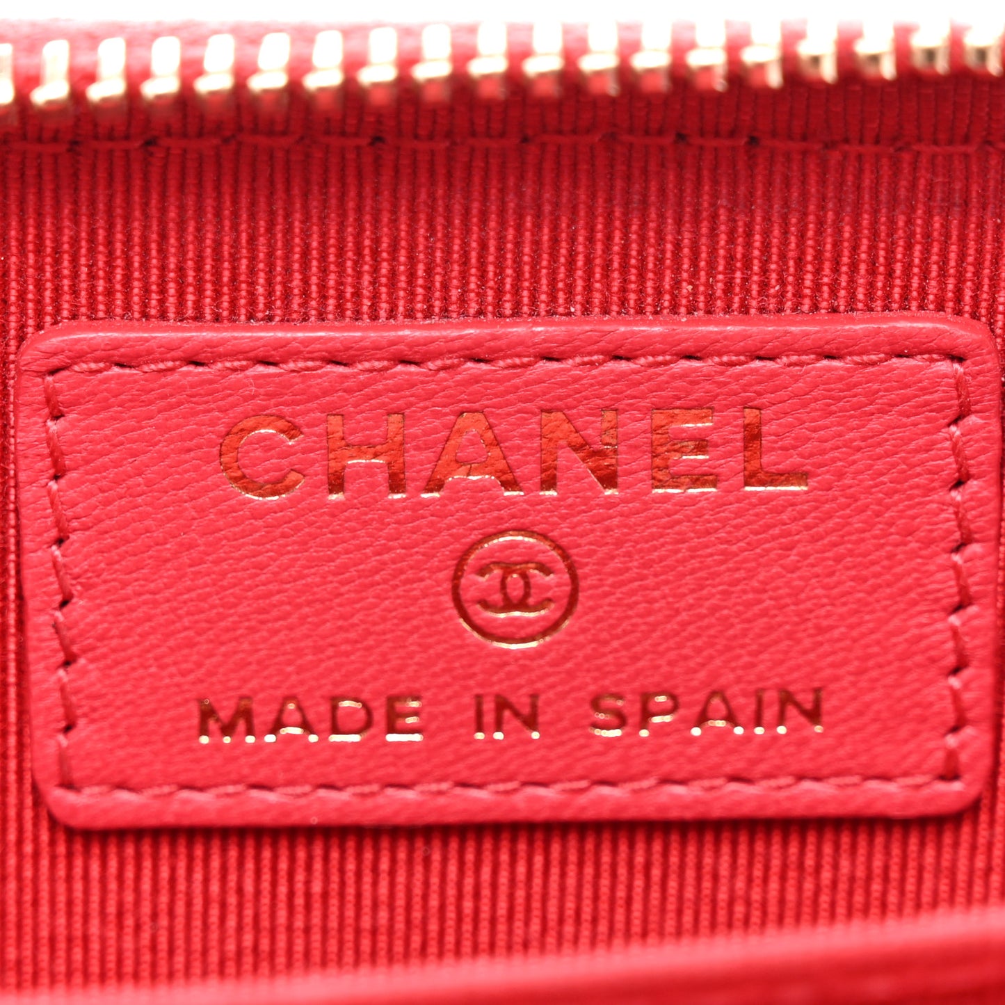 Lambskin Quilted Zip Around Coin Purse Wallet Light Red