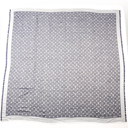 Louis Vuitton Silk Wool Monogram Denim Shawl Blue 3 of 5