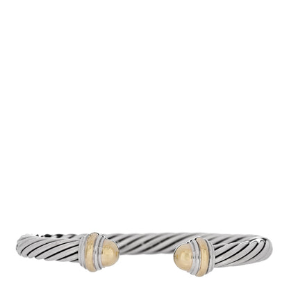 David Yurman Sterling Silver 14K Yellow Gold 7mm Cable Classics Dome Bracelet 1 of 5