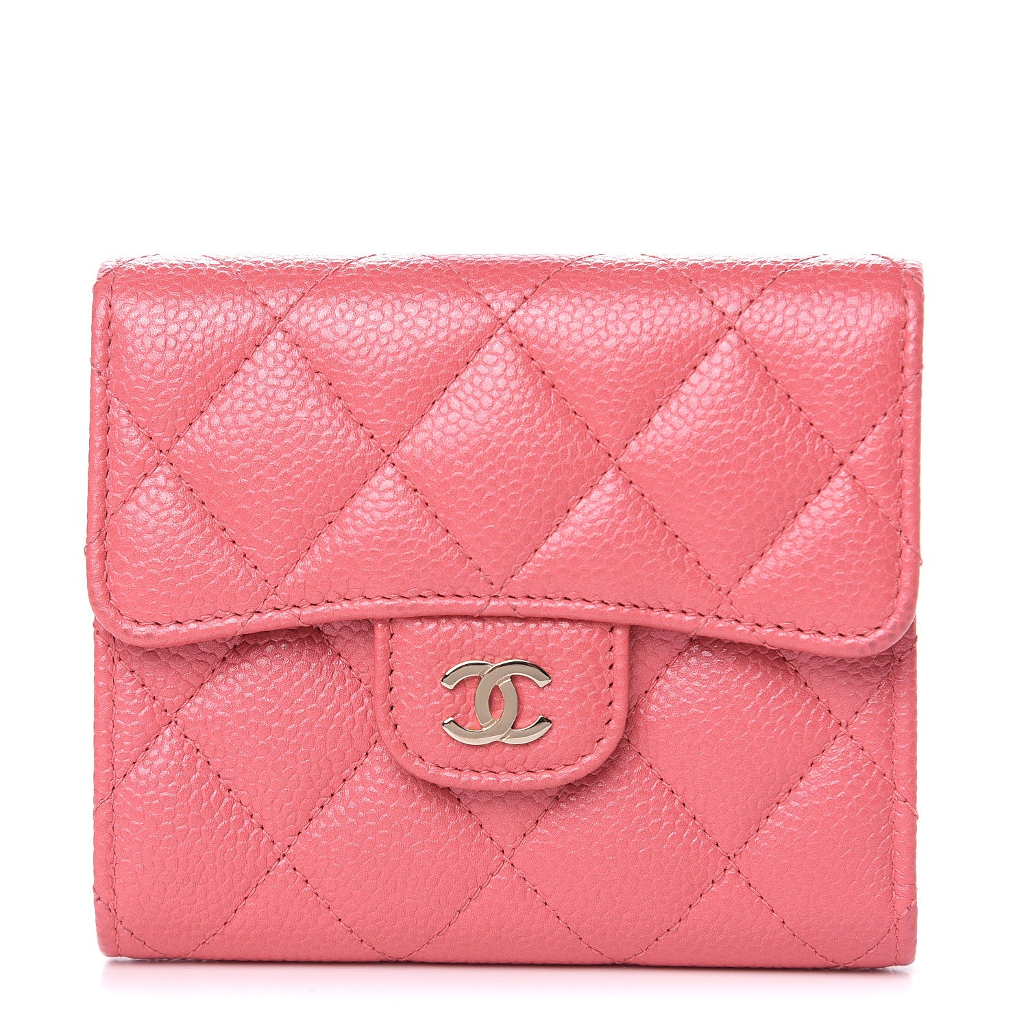Chanel Caviar Quilted Compact Flap Wallet Pink 1 of 11
