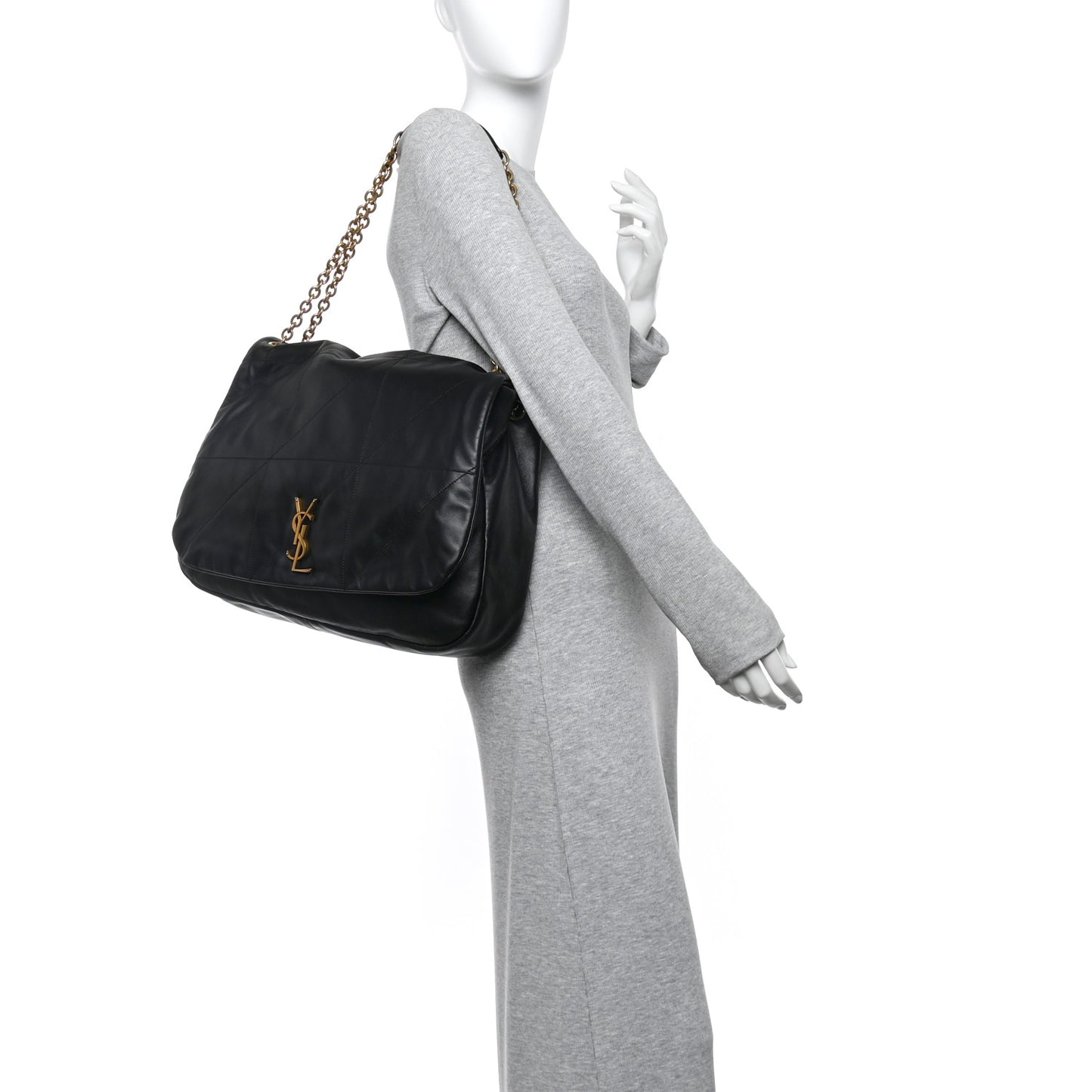 Lambskin Matelasse Monogram Large Jamie 4.3 Black