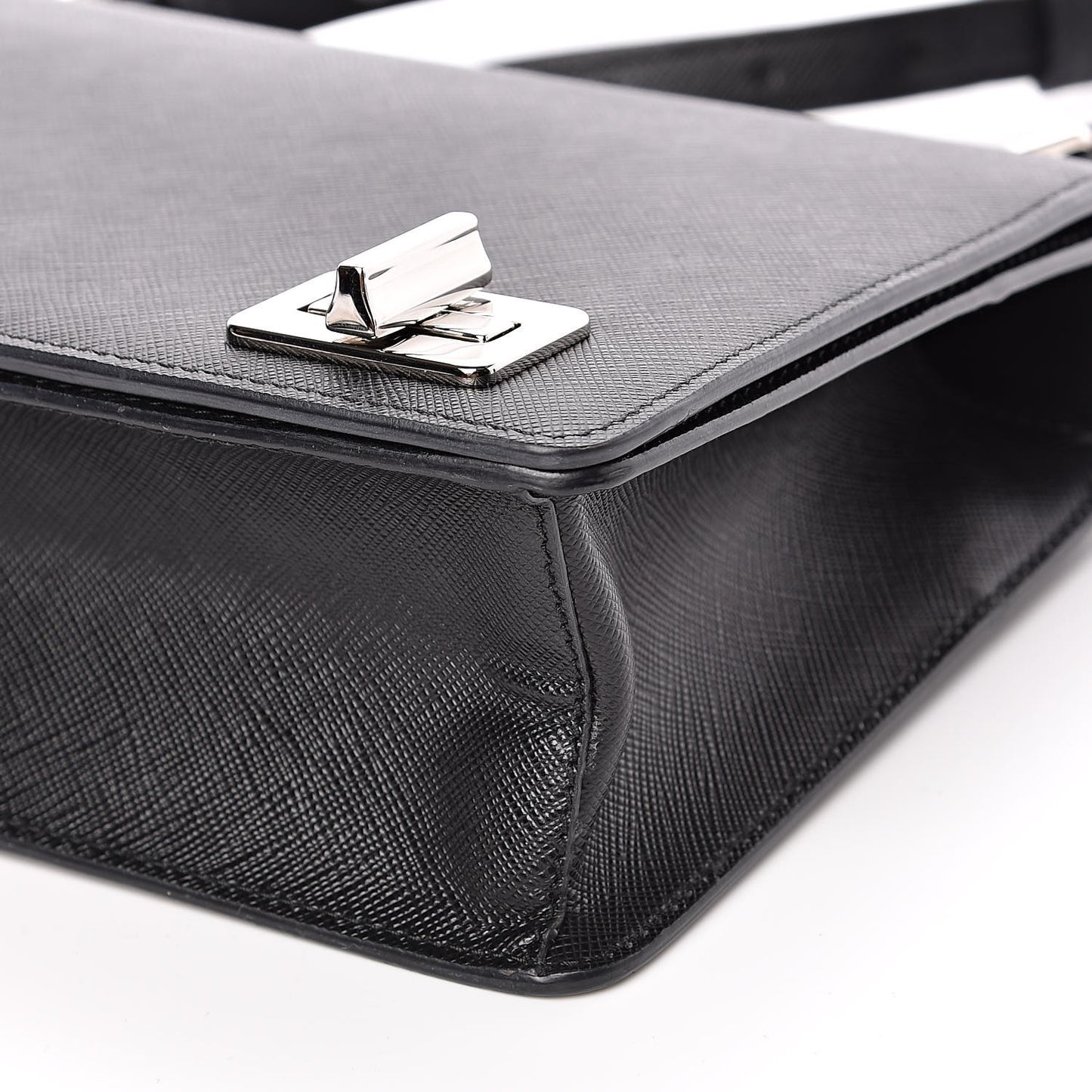 Saffiano Pattina Top Handle Flap Bag Black
