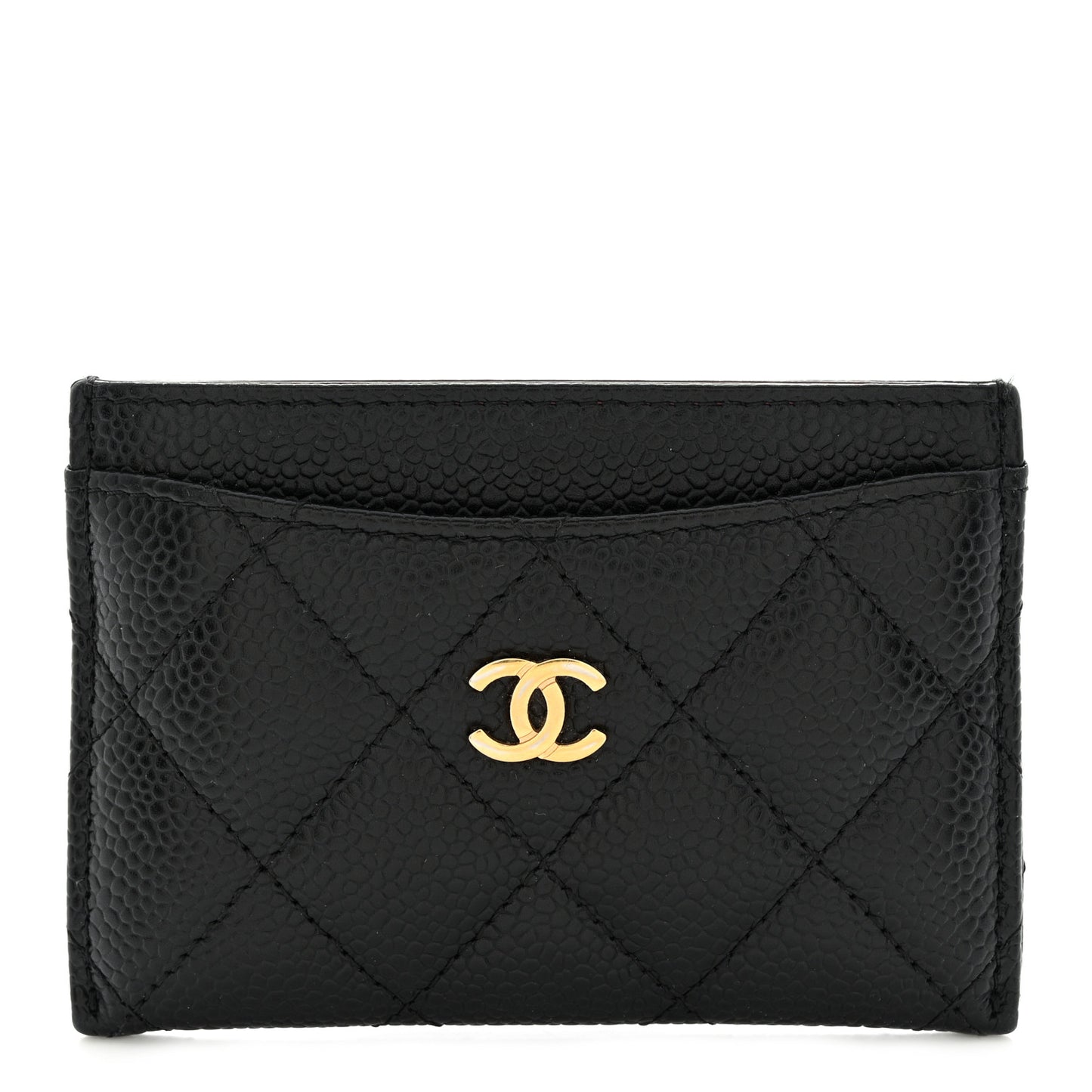 Caviar Quilted Card Holder Black