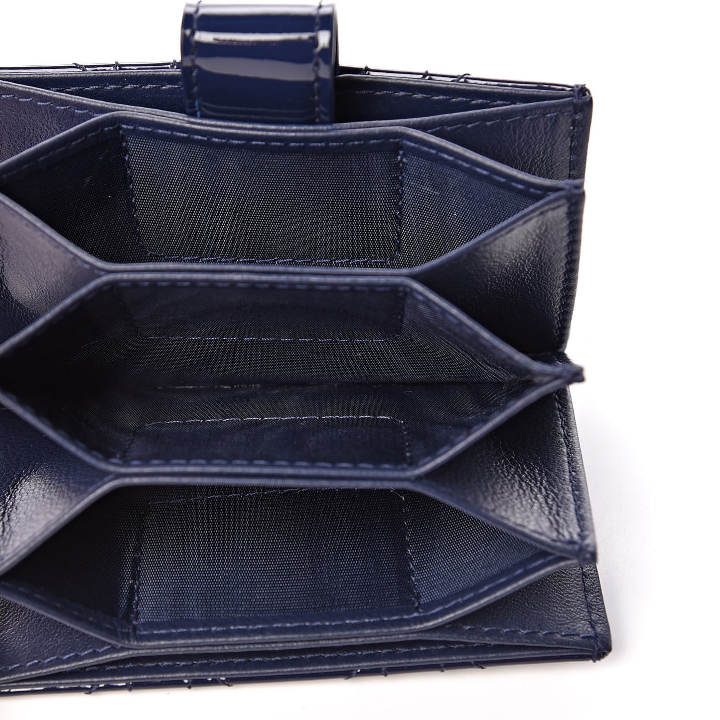 Patent Cannage Lady Dior 5-Gusset Card Holder Navy Blue