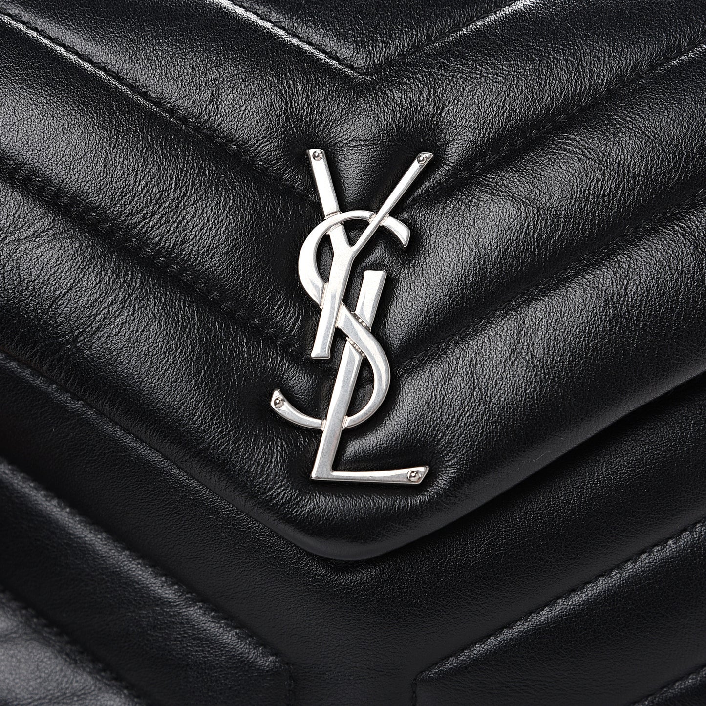 Calfskin Y Quilted Monogram Small Loulou Chain Satchel Black