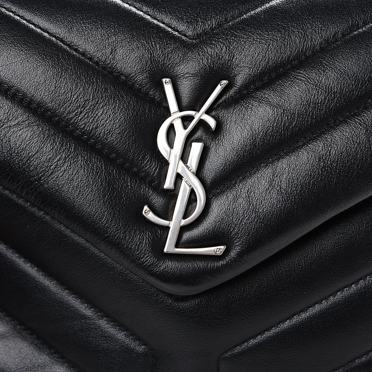 Saint Laurent Calfskin Y Quilted Monogram Small Loulou Chain Satchel Black 9 of 9