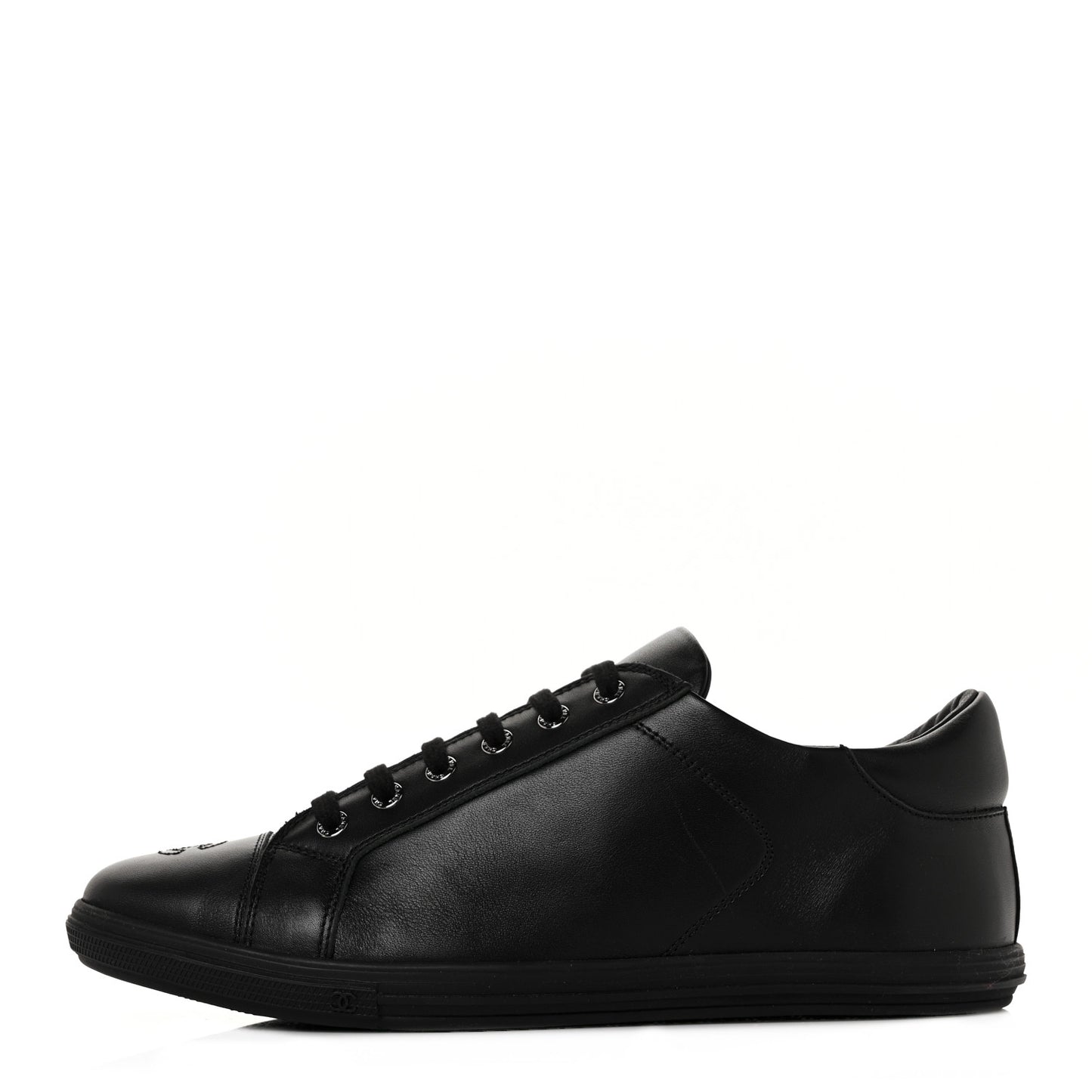 Calfskin Mens CC Cap Toe Sneakers 40 Black