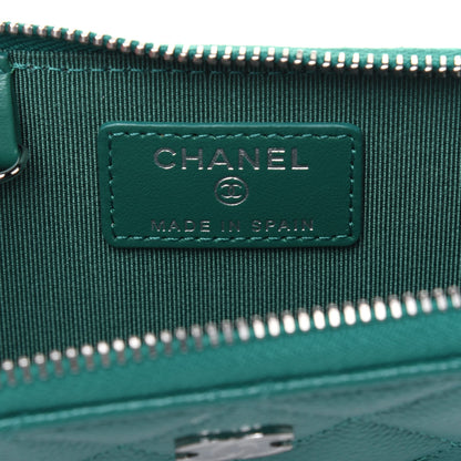 Chanel Caviar Quilted Zipped Key Holder Case Green 7 of 15