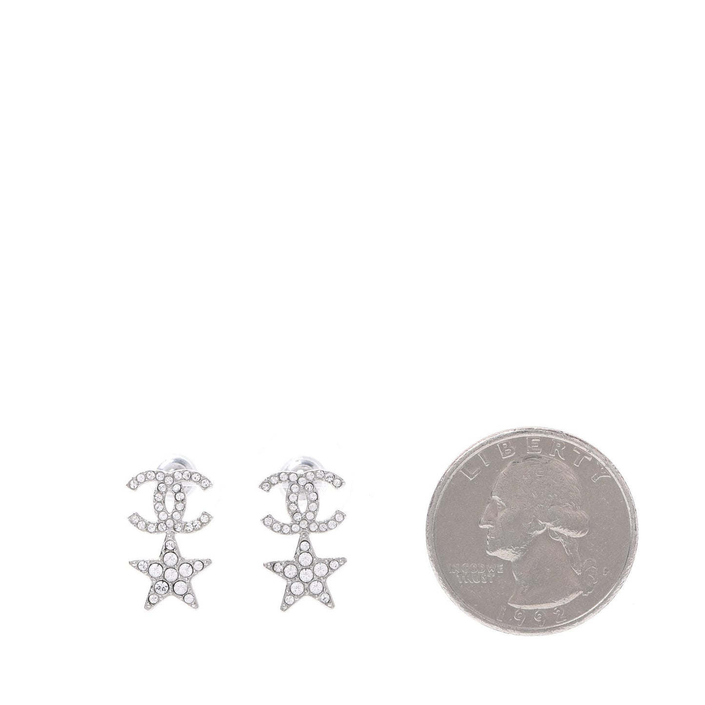 Crystal CC Star Earrings Silver