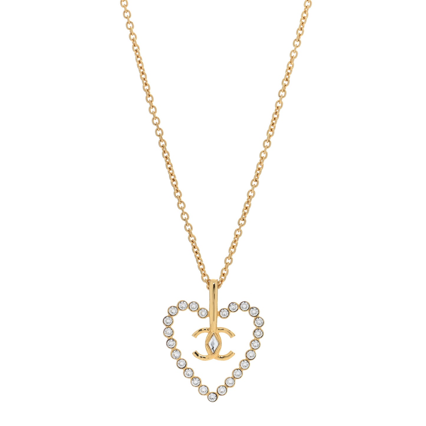 Crystal CC Heart Necklace Gold