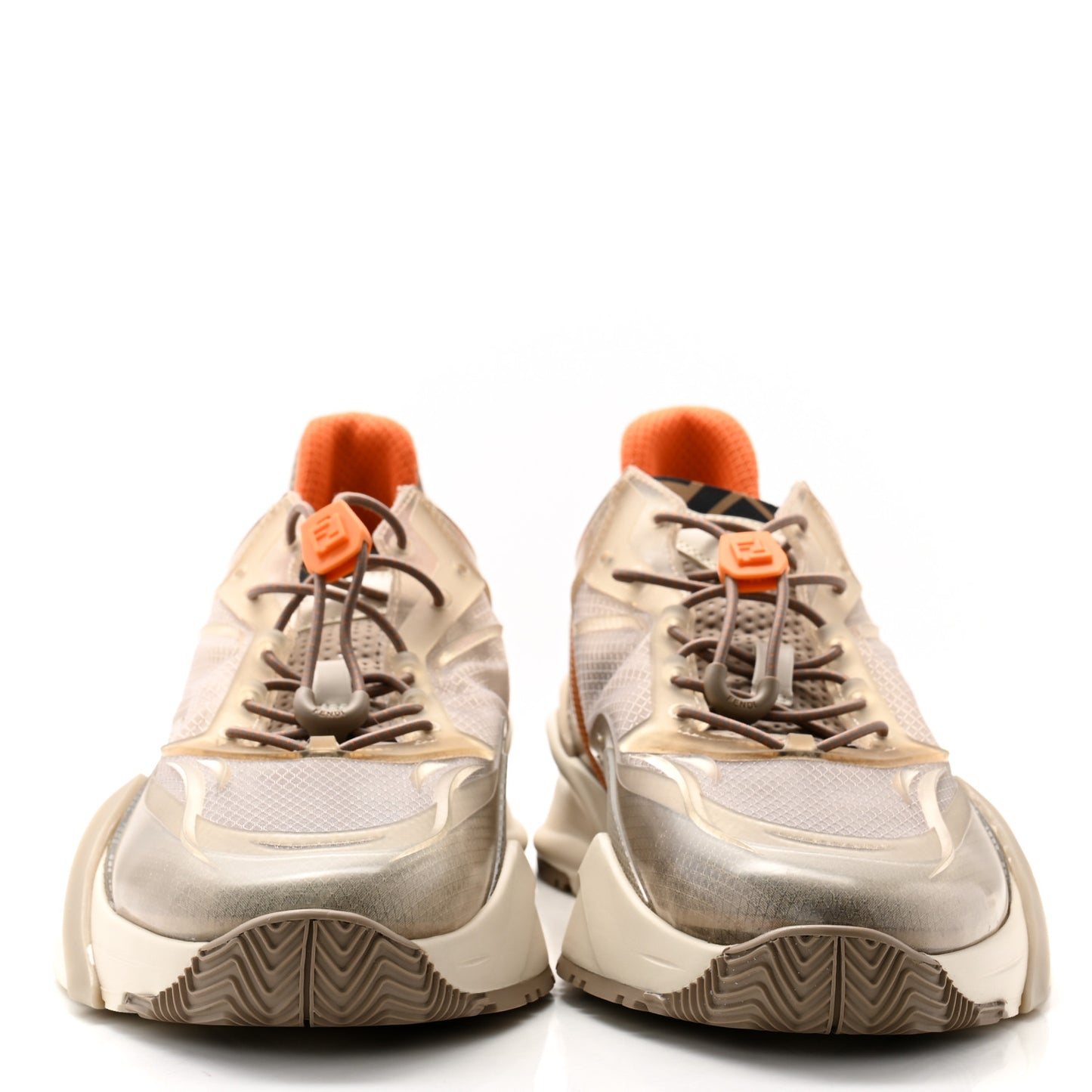 Fabric Calfskin Rubber Transparent Mens Fendi Flow Low Top Sneakers 12 Beige Tartufo