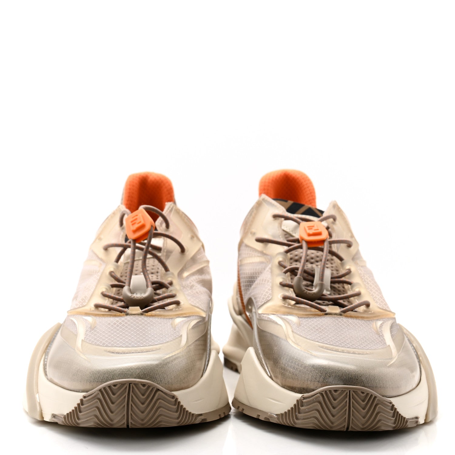 Fendi Fabric Calfskin Rubber Transparent Mens Fendi Flow Low Top Sneakers 12 Beige Tartufo 2 of 11