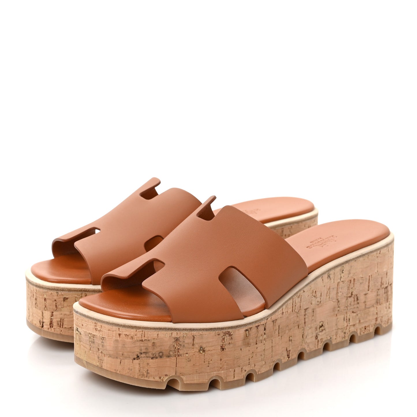 Calfskin Cork Eze 30 Sandals 39 Marron Glaise