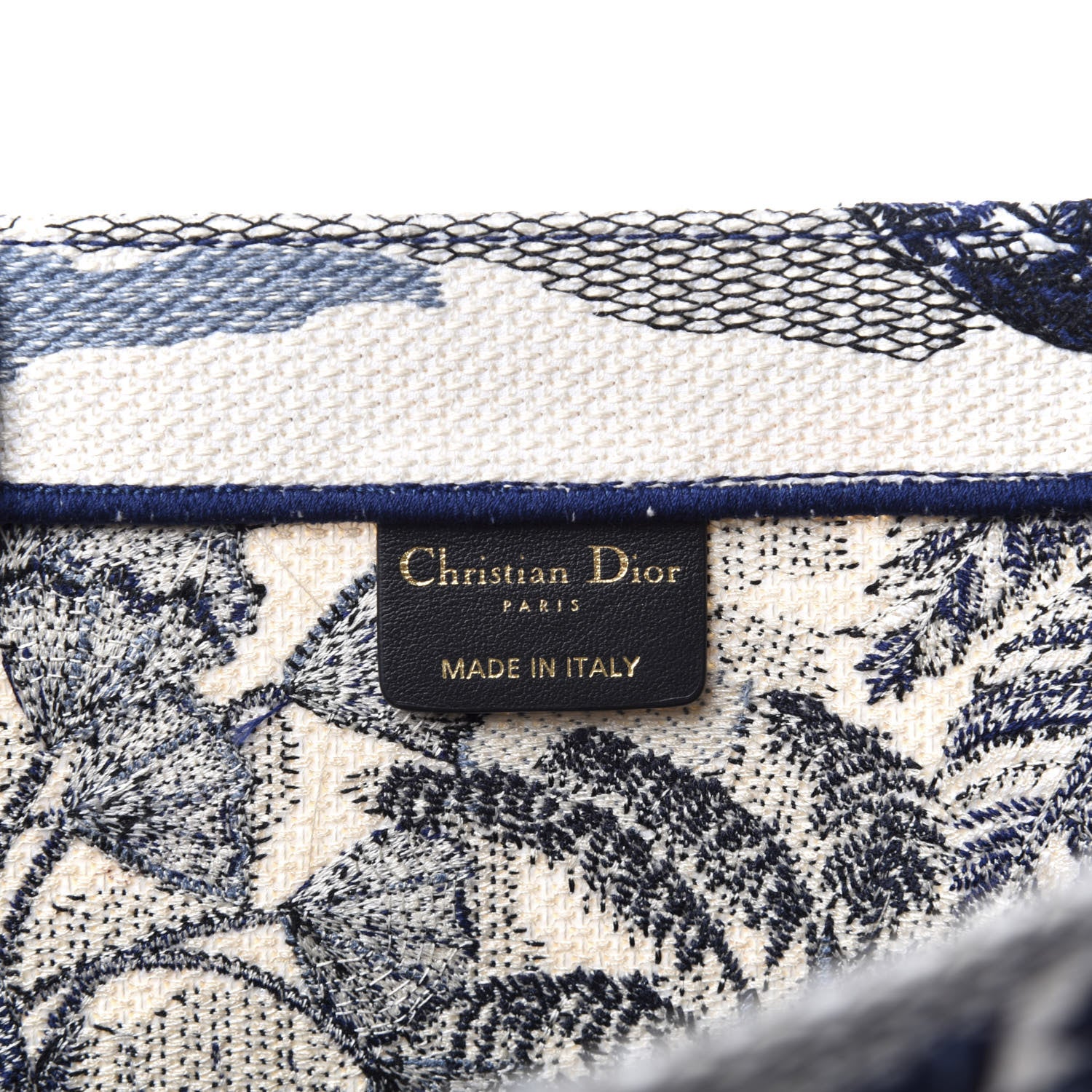 Christian Dior Canvas Embroidered Large Palm Tree Toile De Jouy Book Tote Blue 6 of 9
