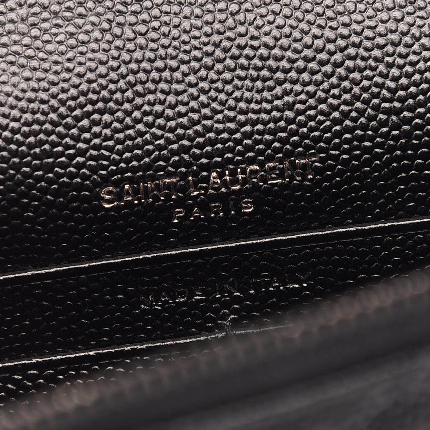 Grain De Poudre Matelasse Chevron Monogram Envelope Chain Wallet Black