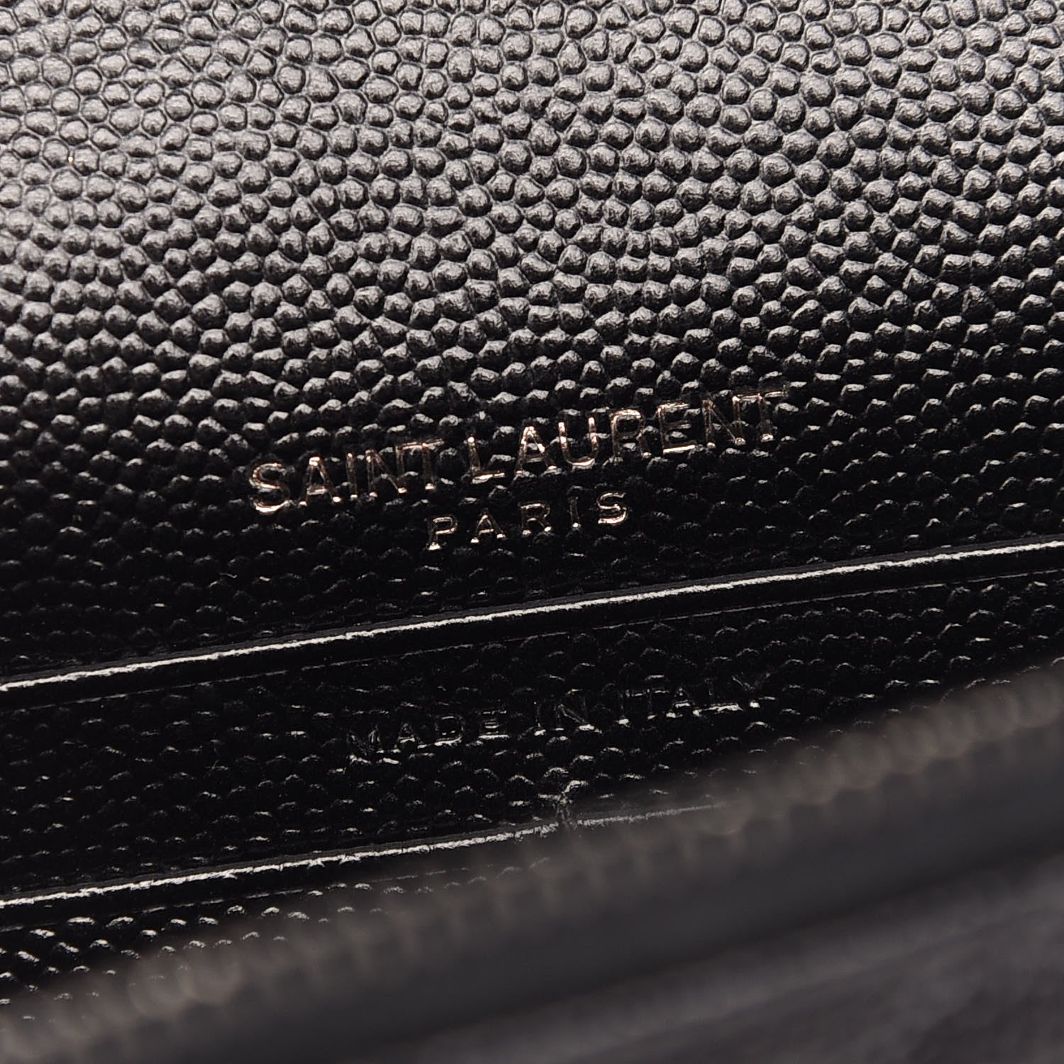 Saint Laurent Grain De Poudre Matelasse Chevron Monogram Envelope Chain Wallet Black 6 of 10