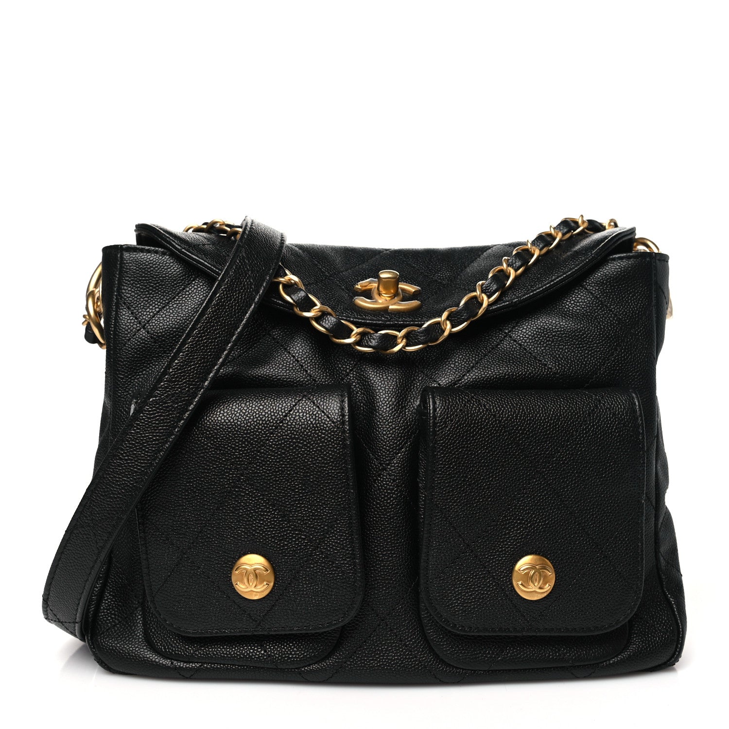 Chanel Caviar Quilted Small Supple Twins Hobo Bag Black 1 of 10