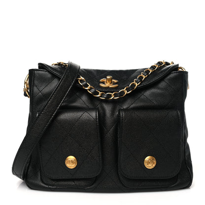 Chanel Caviar Quilted Small Supple Twins Hobo Bag Black 1 of 10