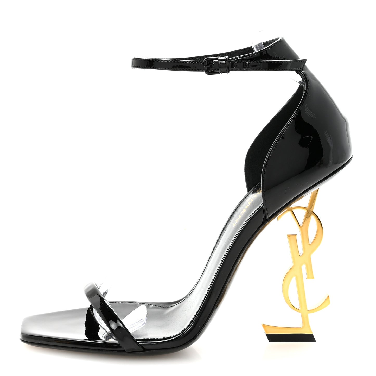 Patent Calfskin Opyum 110 Sandals 38 Black Gold