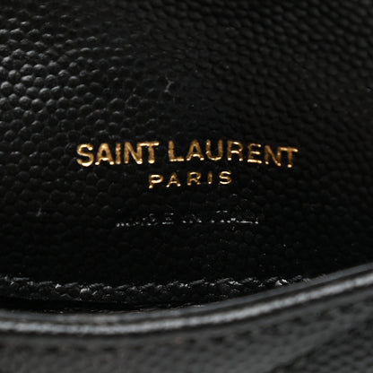 Saint Laurent Grain De Poudre Matelasse Chevron Monogram Compact Wallet Black 6 of 6