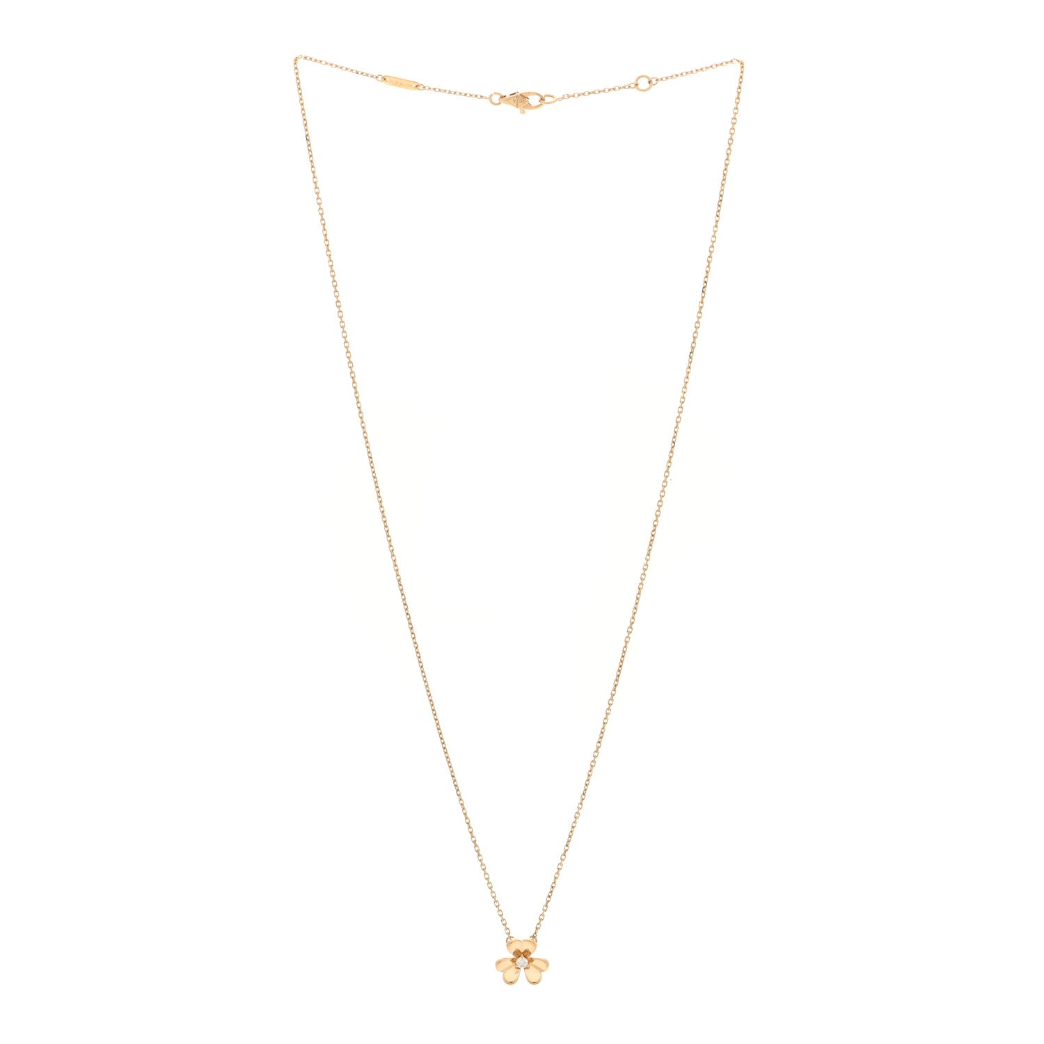 Van Cleef & Arpels 18K Yellow Gold Diamond Mini Frivole Pendant Necklace 3 of 5
