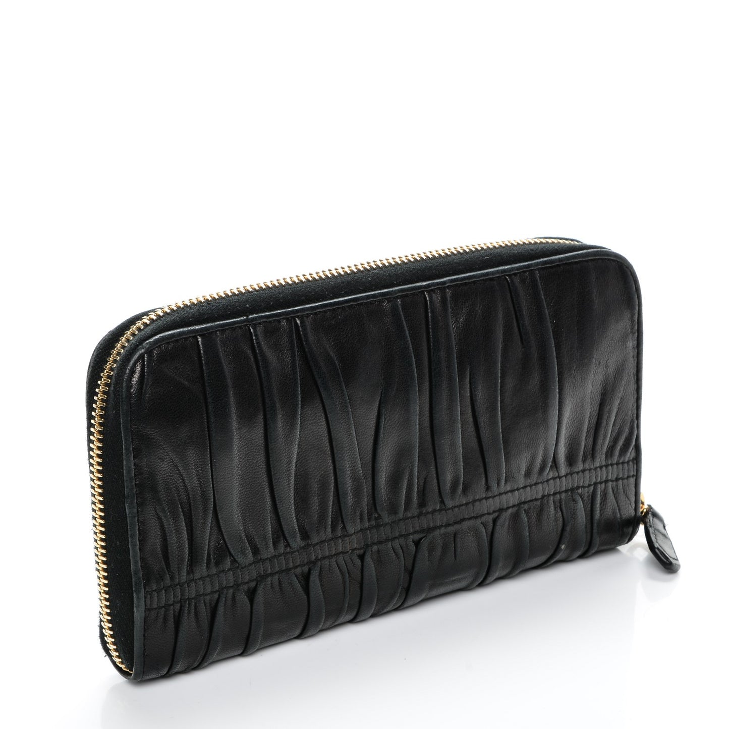 Nappa Gaufre Zip Around Wallet Nero Black