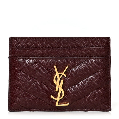 Saint Laurent Grain De Poudre Matelasse Chevron Cassandre Credit Card Case Bordeaux 1 of 9