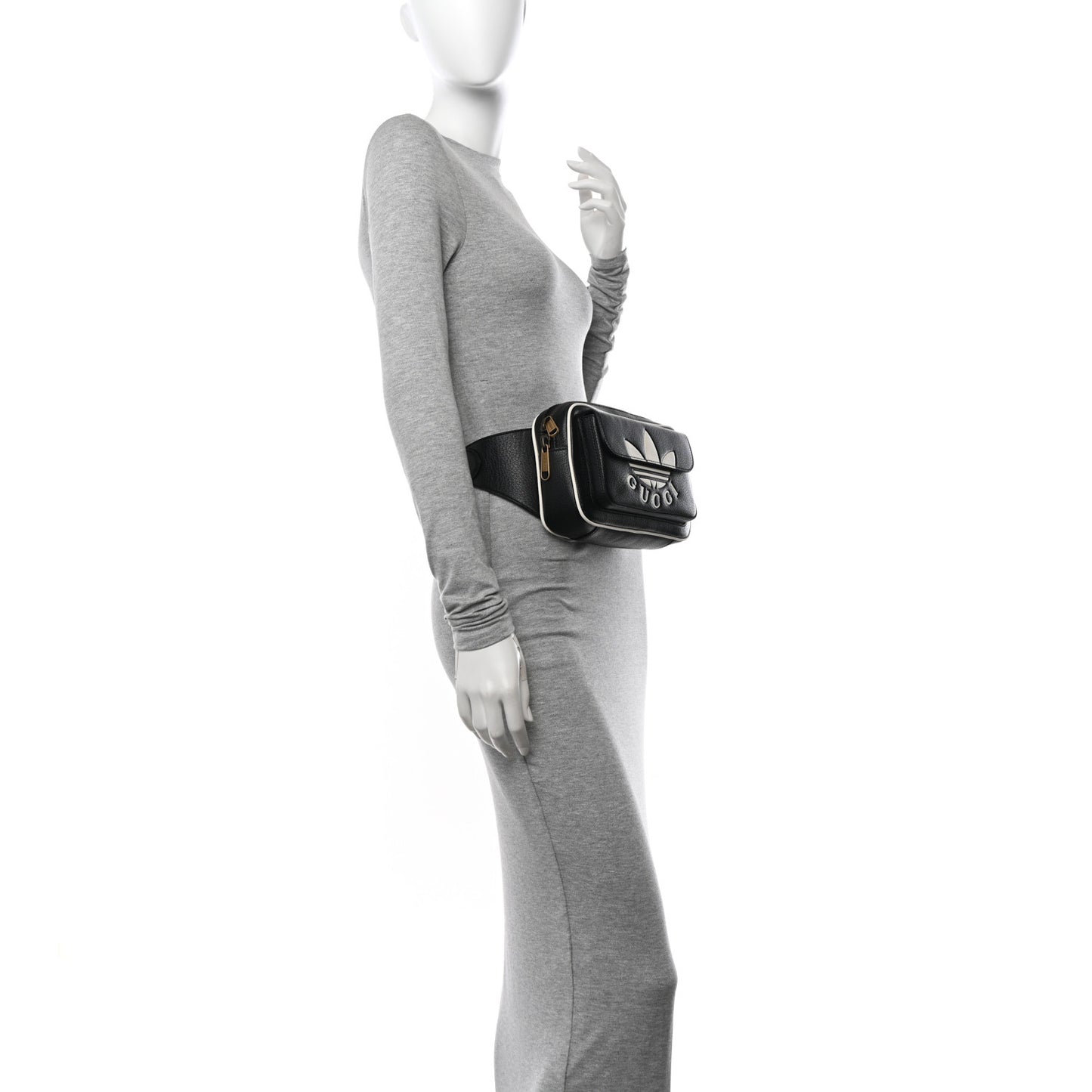 X ADIDAS Textured Dollar Calfskin Belt Bag Black