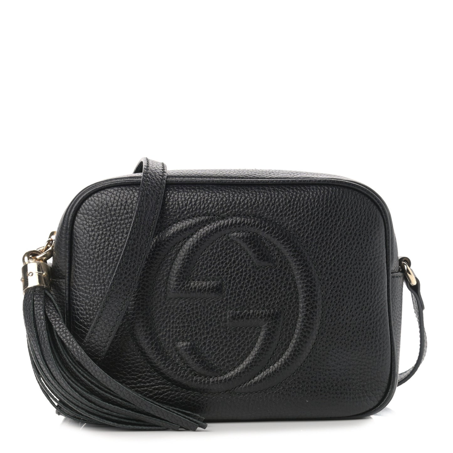 Pebbled Calfskin Small Soho Disco Bag Black