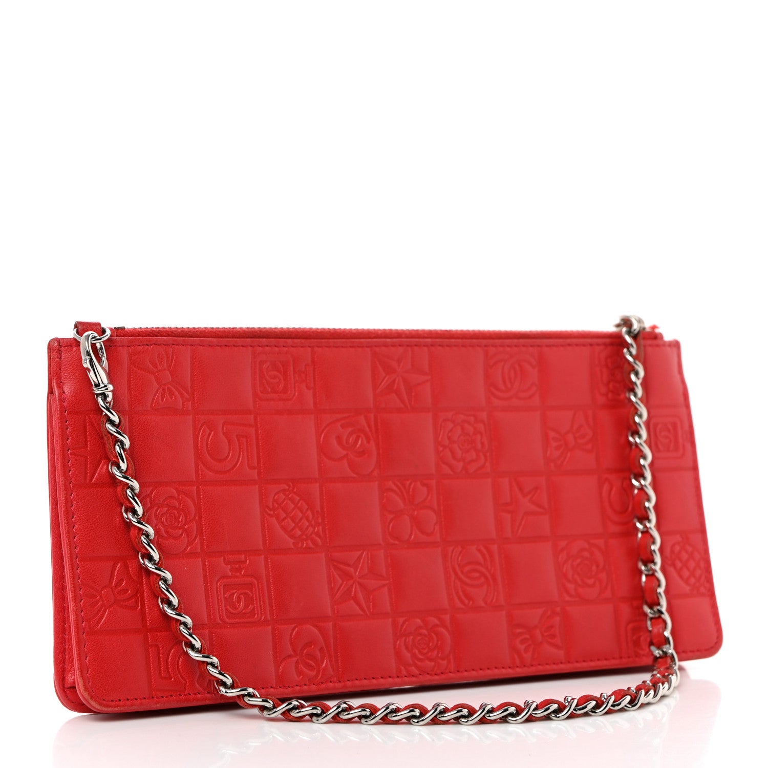 Chanel Lambskin Precious Symbols Pochette Red 3 of 13