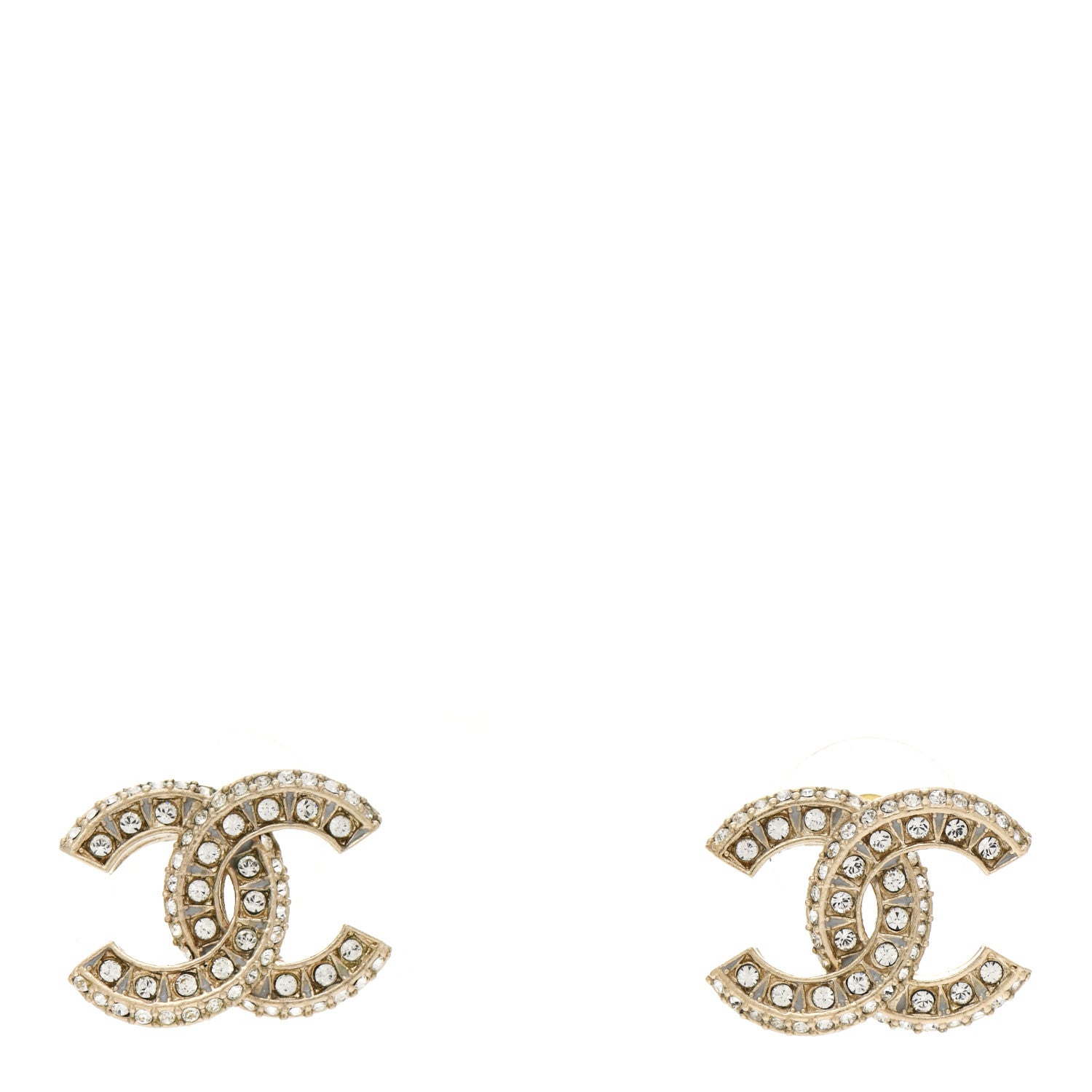 Chanel Crystal Timeless CC Earrings Light Gold 1 of 4