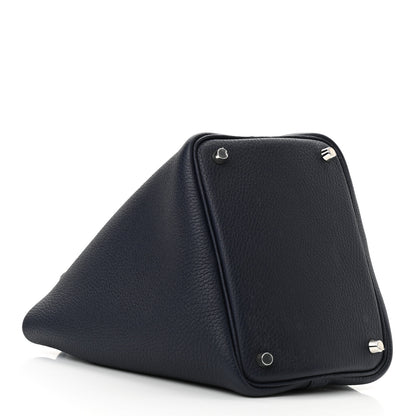 Hermes Taurillon Clemence Eclat Picotin Lock 18 PM Bleu Nuit Bleu Zellige 4 of 11
