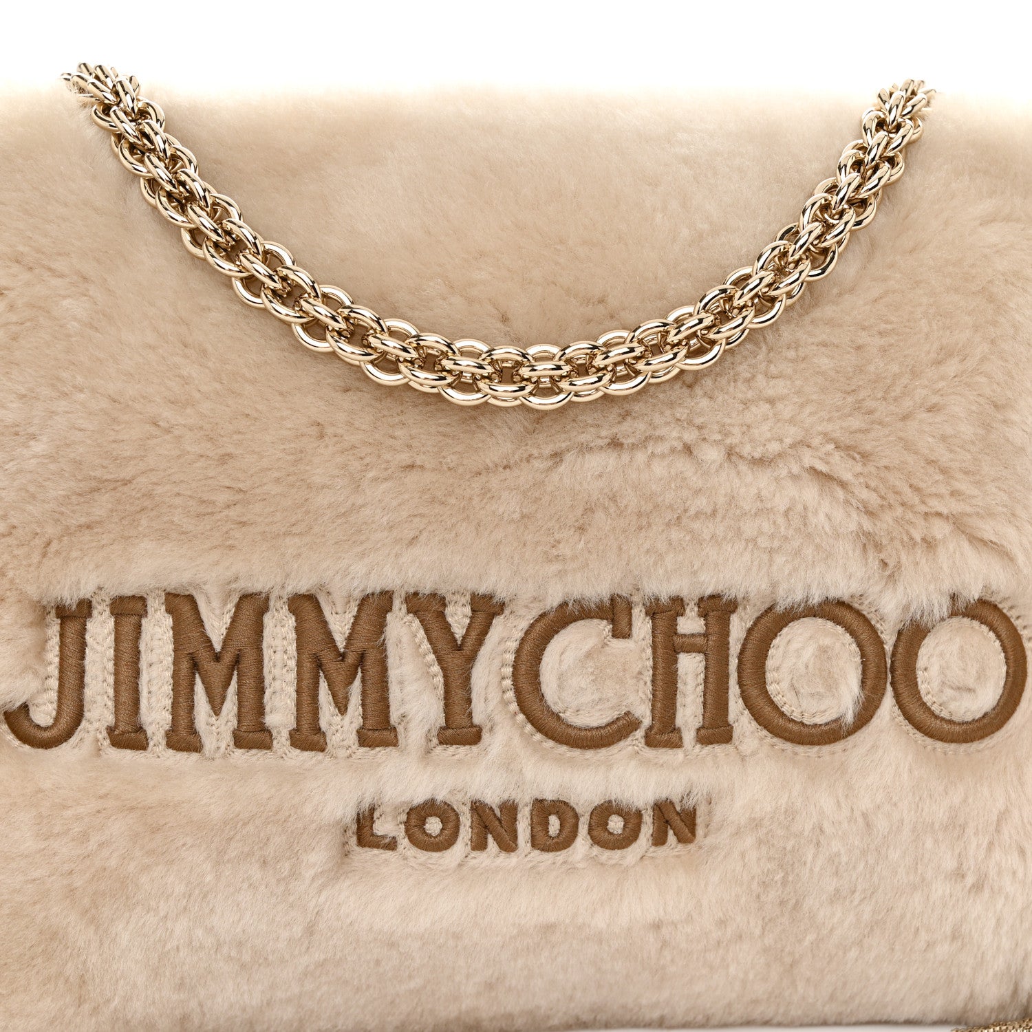 Jimmy Choo Faux Fur Callie Shoulder Bag Beige 7 of 9