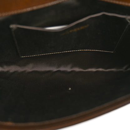 Saint Laurent Textured Patent Calfskin Large Belle De Jour Clutch Dark Brown 5 of 8