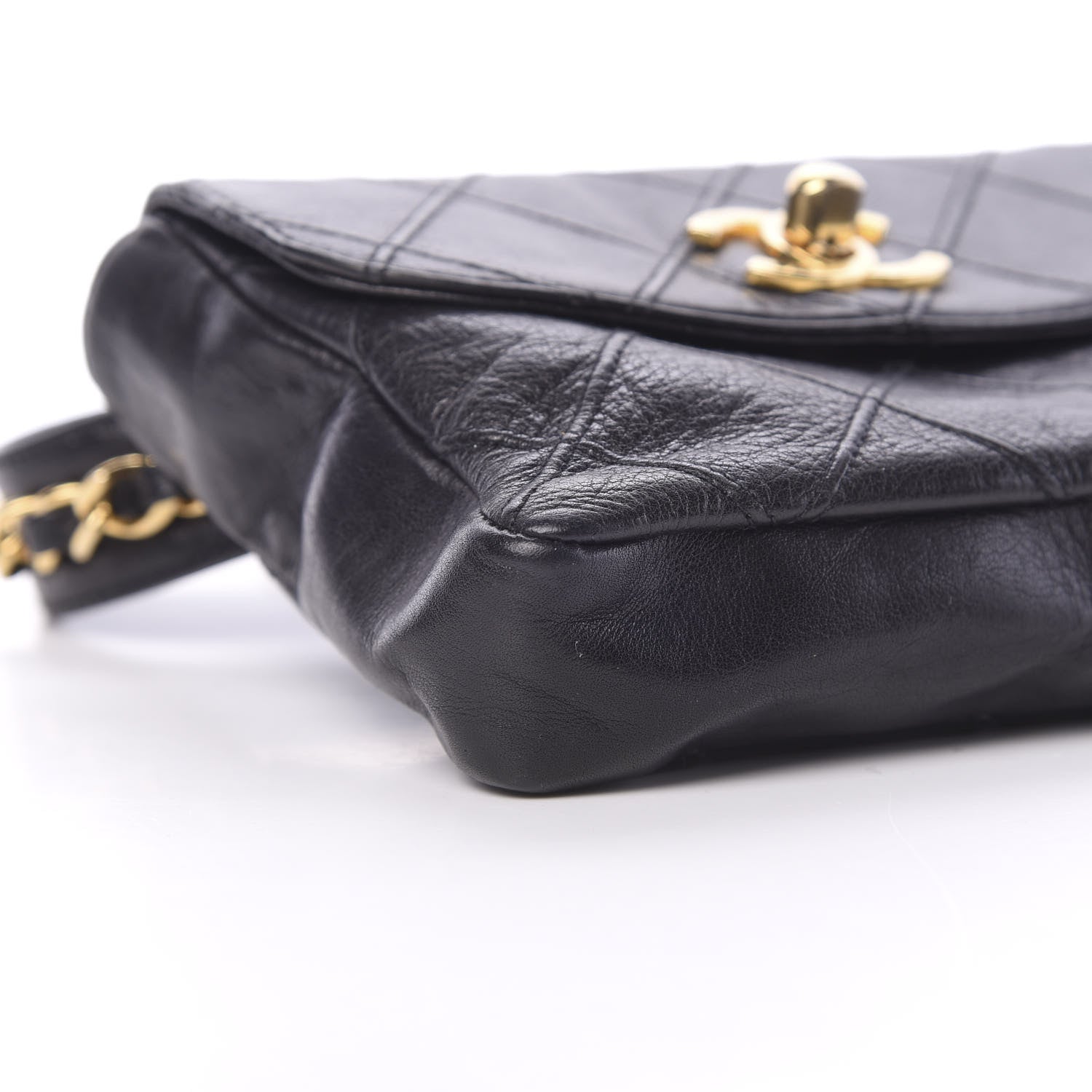 Chanel Calfskin Diamond Embossed Flap Waist Belt Bag Black 8 of 10