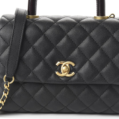 Chanel Caviar Lizard Embossed Quilted Mini Coco Handle Flap Black 10 of 11