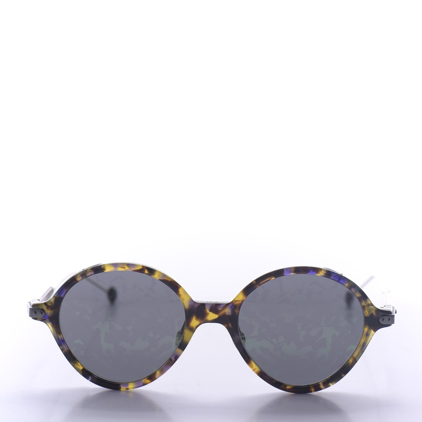 Acetate Leaf Print Umbrage Round Sunglasses Green Foliage