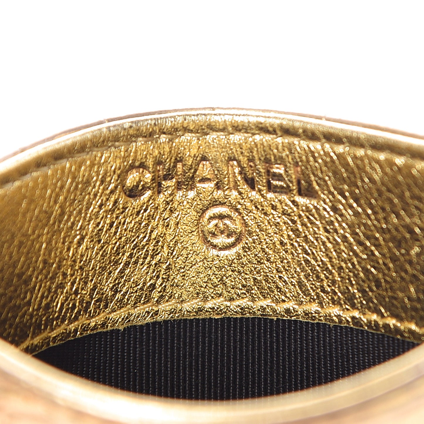 Metallic Calfskin Crocodile Embossed Cocodile Card Holder Gold