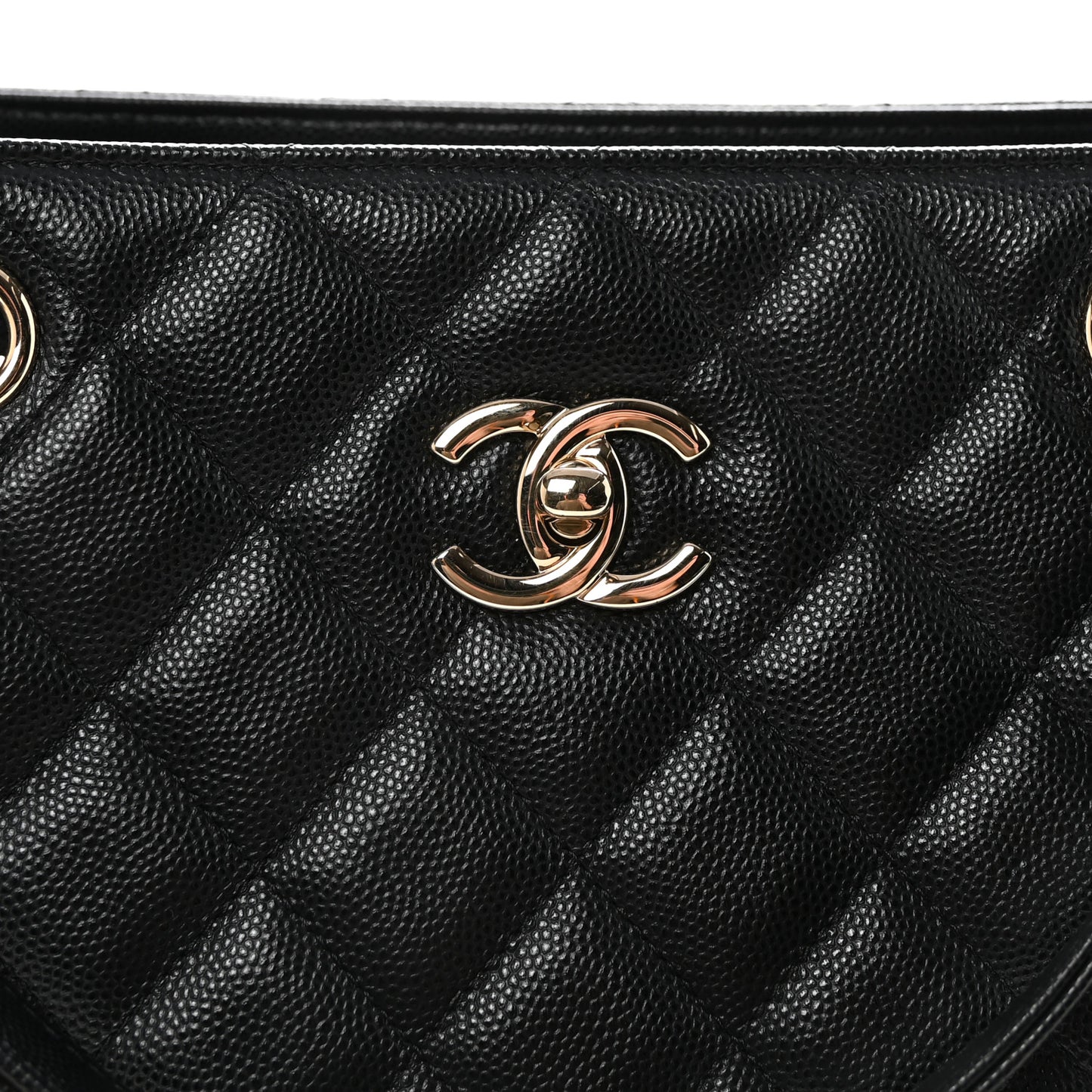 Caviar Quilted Large Shopping Tote Black