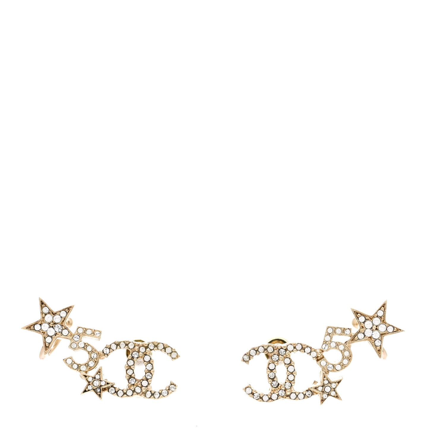 Crystal Star 5 CC Earrings Gold